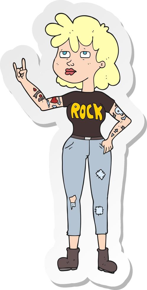 sticker van een tekenfilm rocker meisje vector