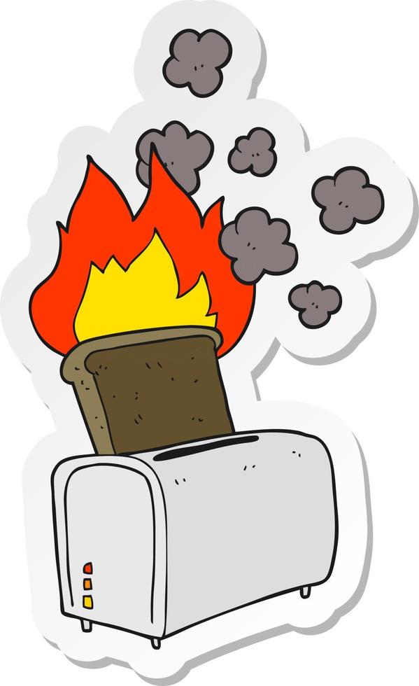 sticker van een tekenfilm verbrand geroosterd brood vector