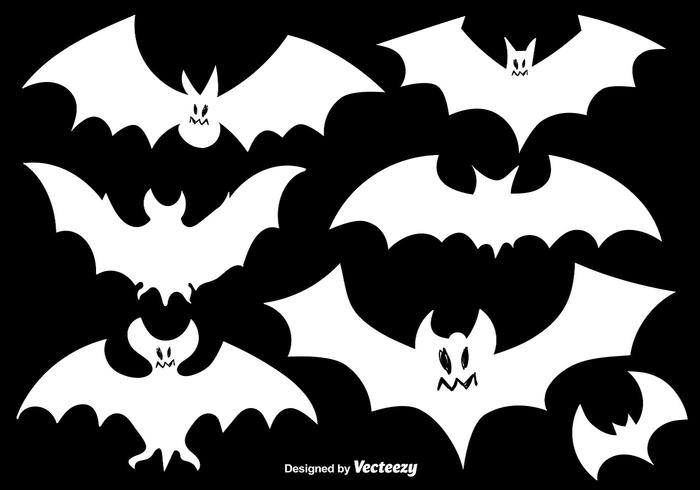 Vector Set Bats White Silhouettes