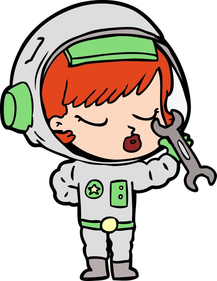 tekenfilm mooi astronaut meisje vector