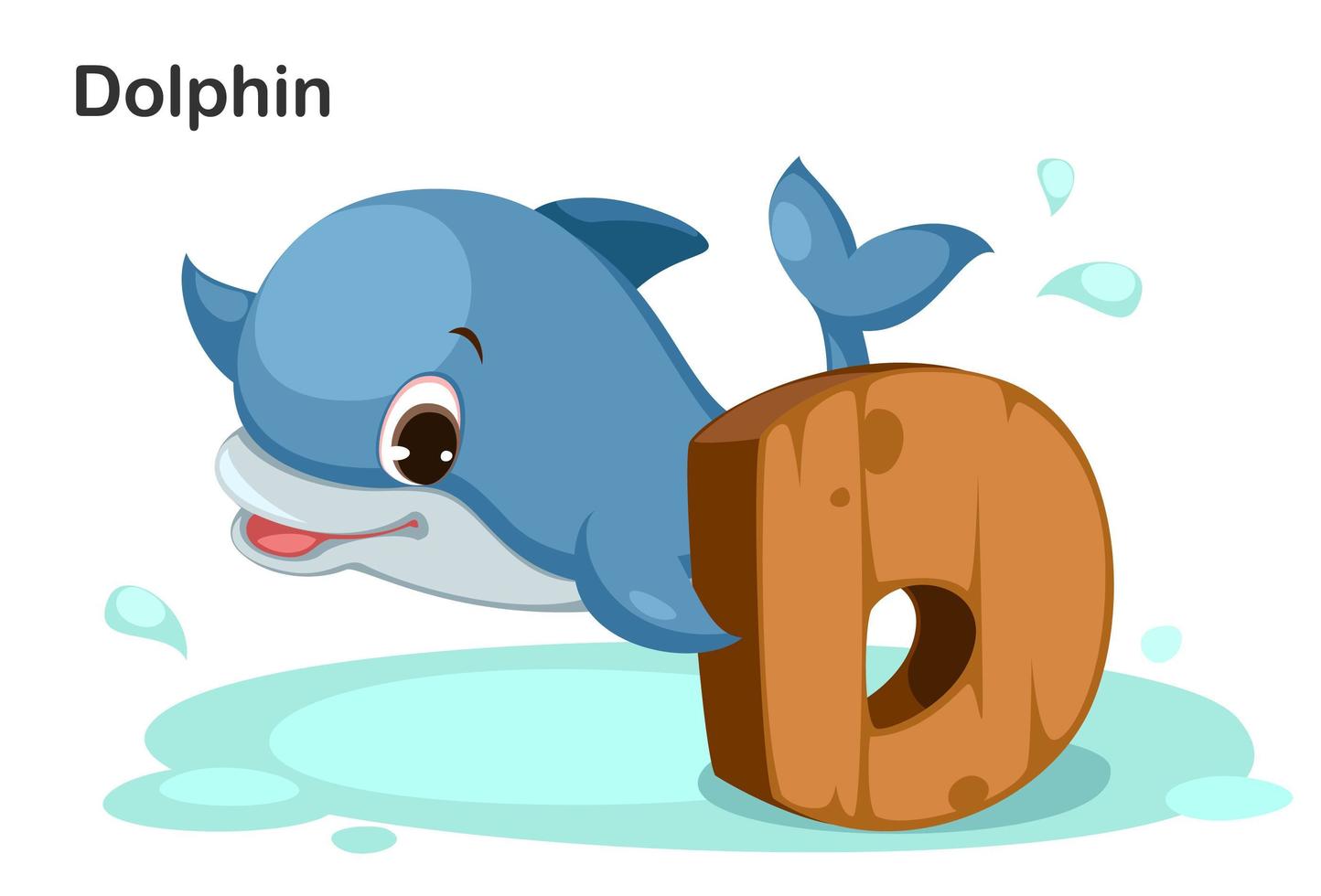 d voor dolfijn vector