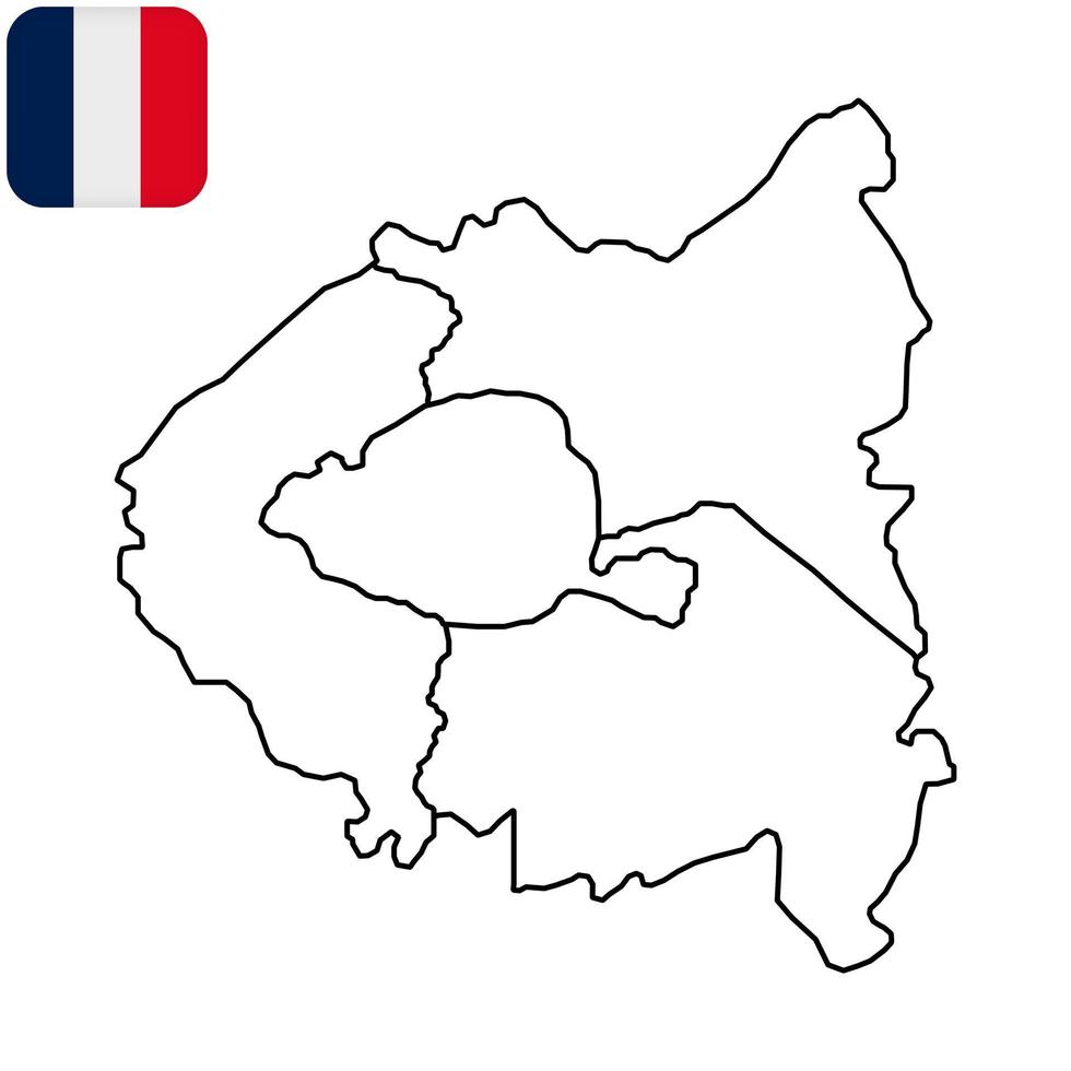 kaart van onderverdelingen van de departementen de Parijs, des hauts-de-seine, seine-saint-denis et du val-de-marne, Frankrijk. vector illustratie.