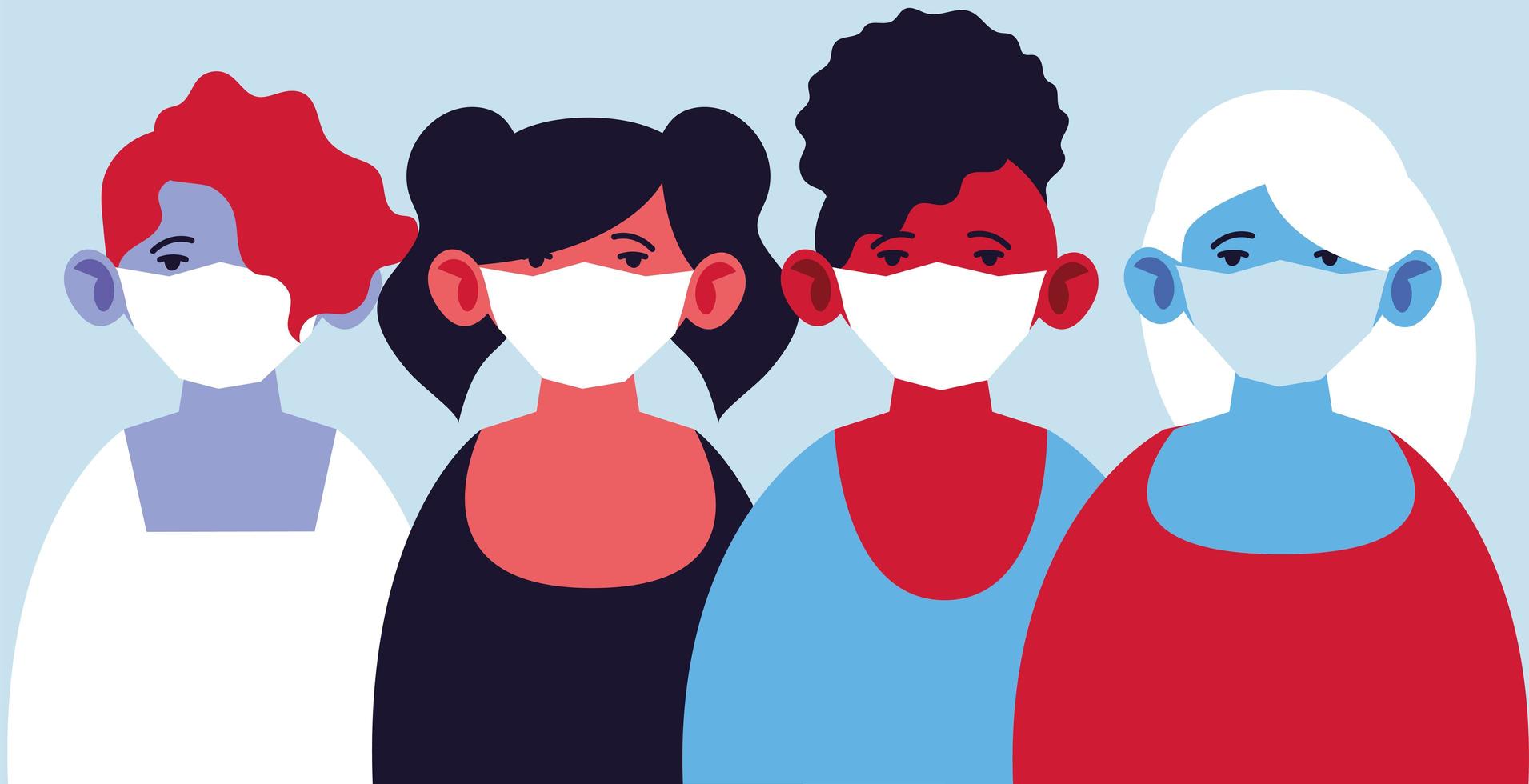 vrouwen met medische maskers die zichzelf beschermen tegen pandemie vector