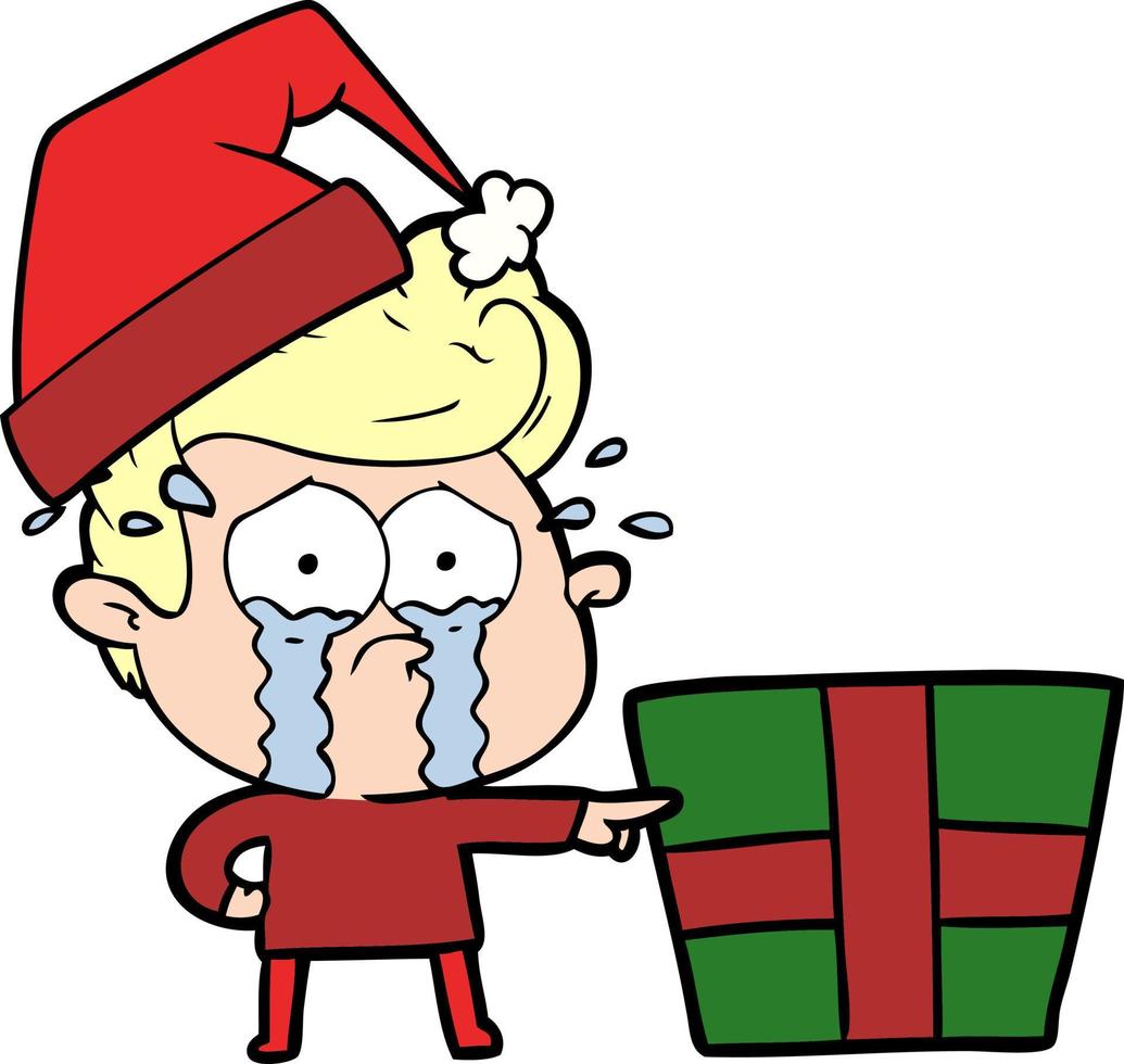 tekenfilm huilen Kerstmis jongen vector