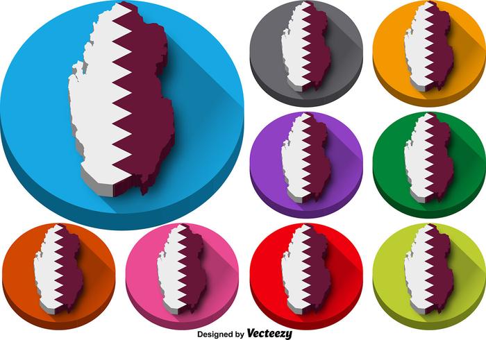 Vector Set Van Qatar State Silhouette Buttons