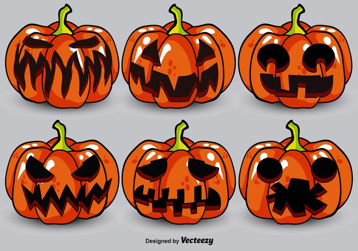 Cartoon jack-o-lantaarns vector set