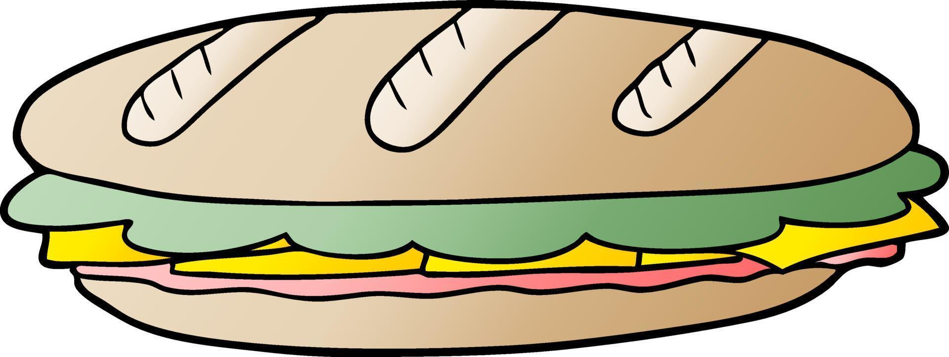 tekenfilm baguette belegd broodje vector