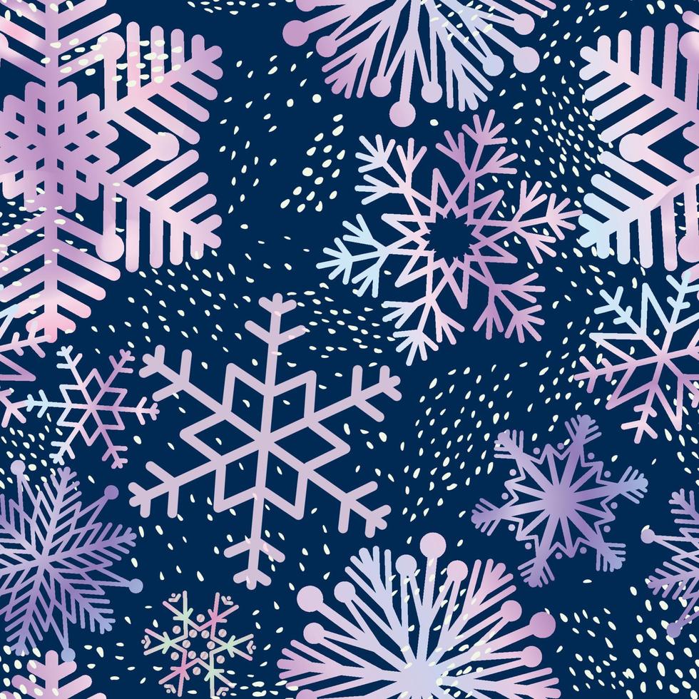 sneeuw naadloze patroon. abstract winter bloemenpatroon met stippen en sneeuwvlokken. seizoensgebonden getekende textuur. wintervakantie achtergrond. artistieke stijlvolle betegelde achtergrond uit kerstcollectie. vector