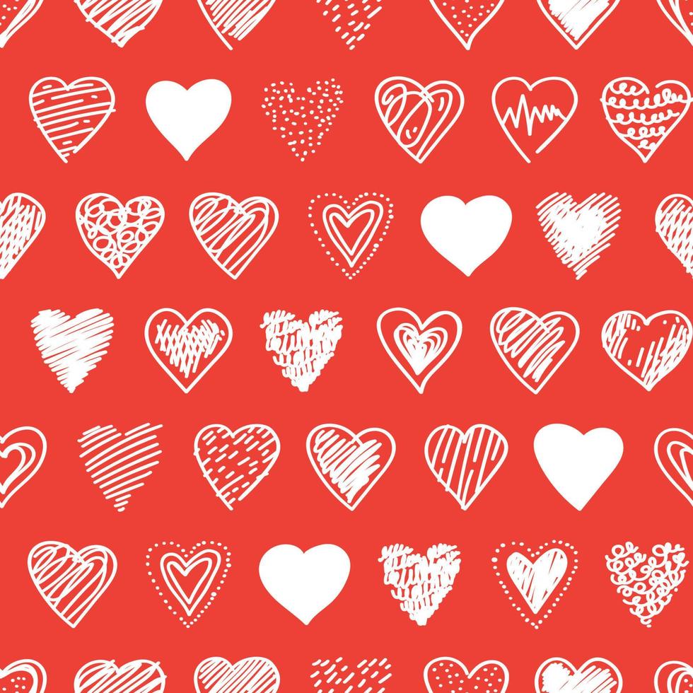 naadloos patroon met valentijnharten, schetstekening voor uw ontwerp vector