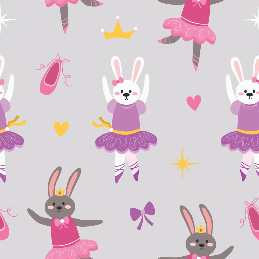 schattig ballerina konijntjes naadloos patroon vector