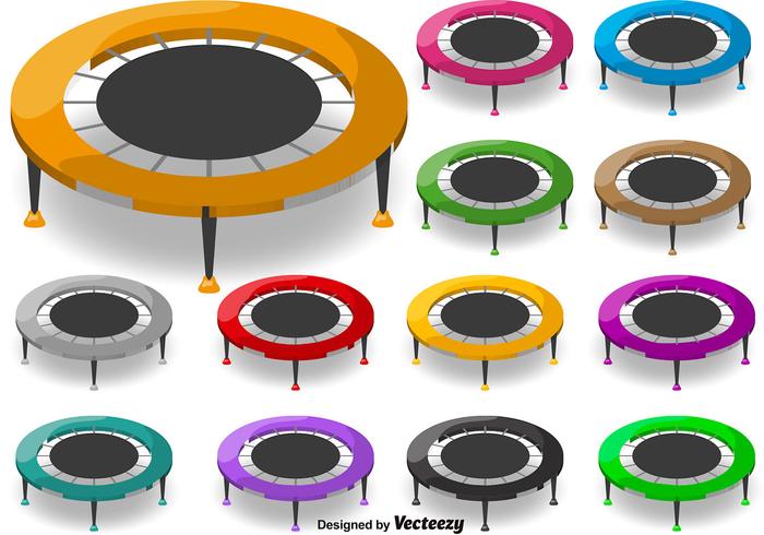 Vector cartoon trampoline icon set