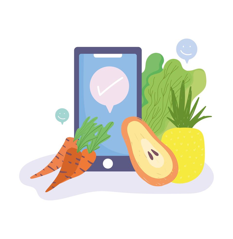 smartphone en groenten vector