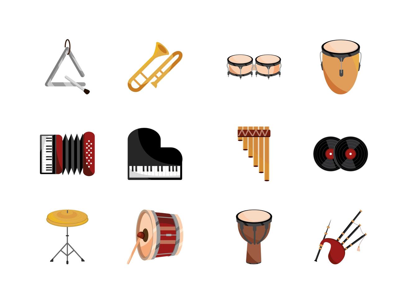 muziekinstrumenten pictogramserie vector