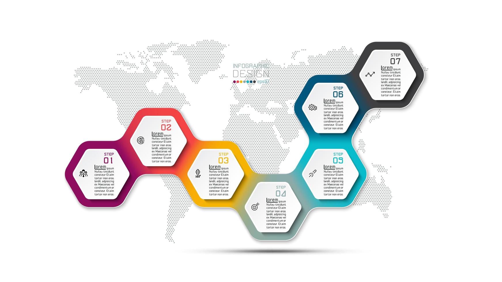 infographic met kleurrijk zeshoekig ontwerp vector