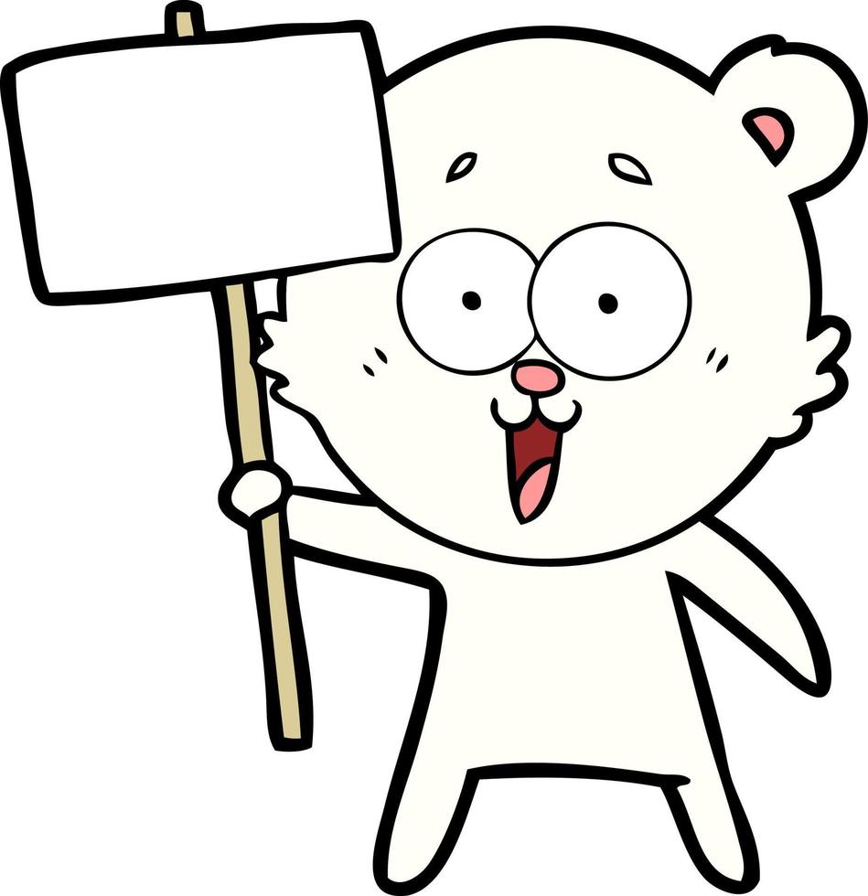 polair beer met protest teken tekenfilm vector