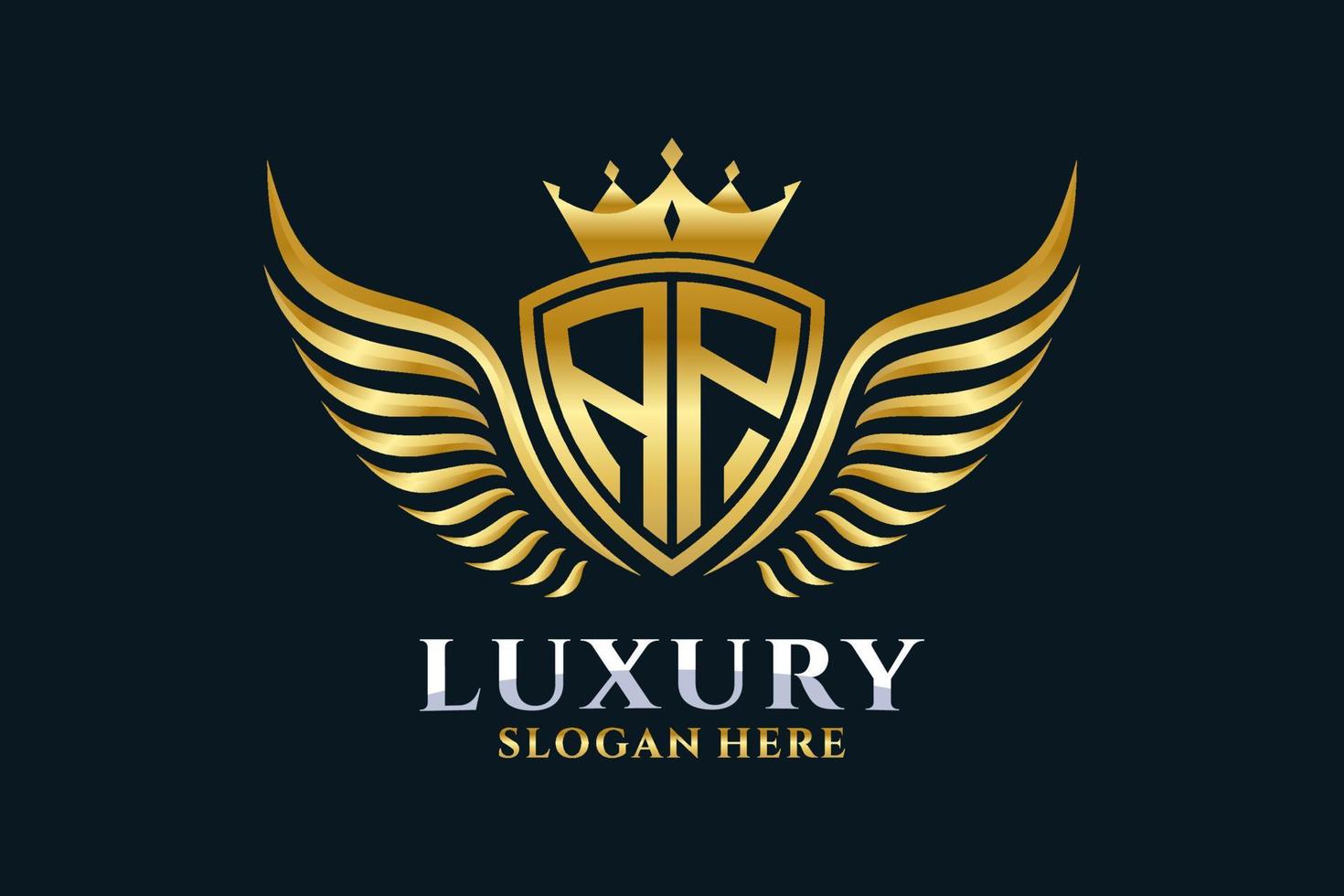 luxe Koninklijk vleugel brief ap kam goud kleur logo vector, zege logo, kam logo, vleugel logo, vector logo sjabloon.