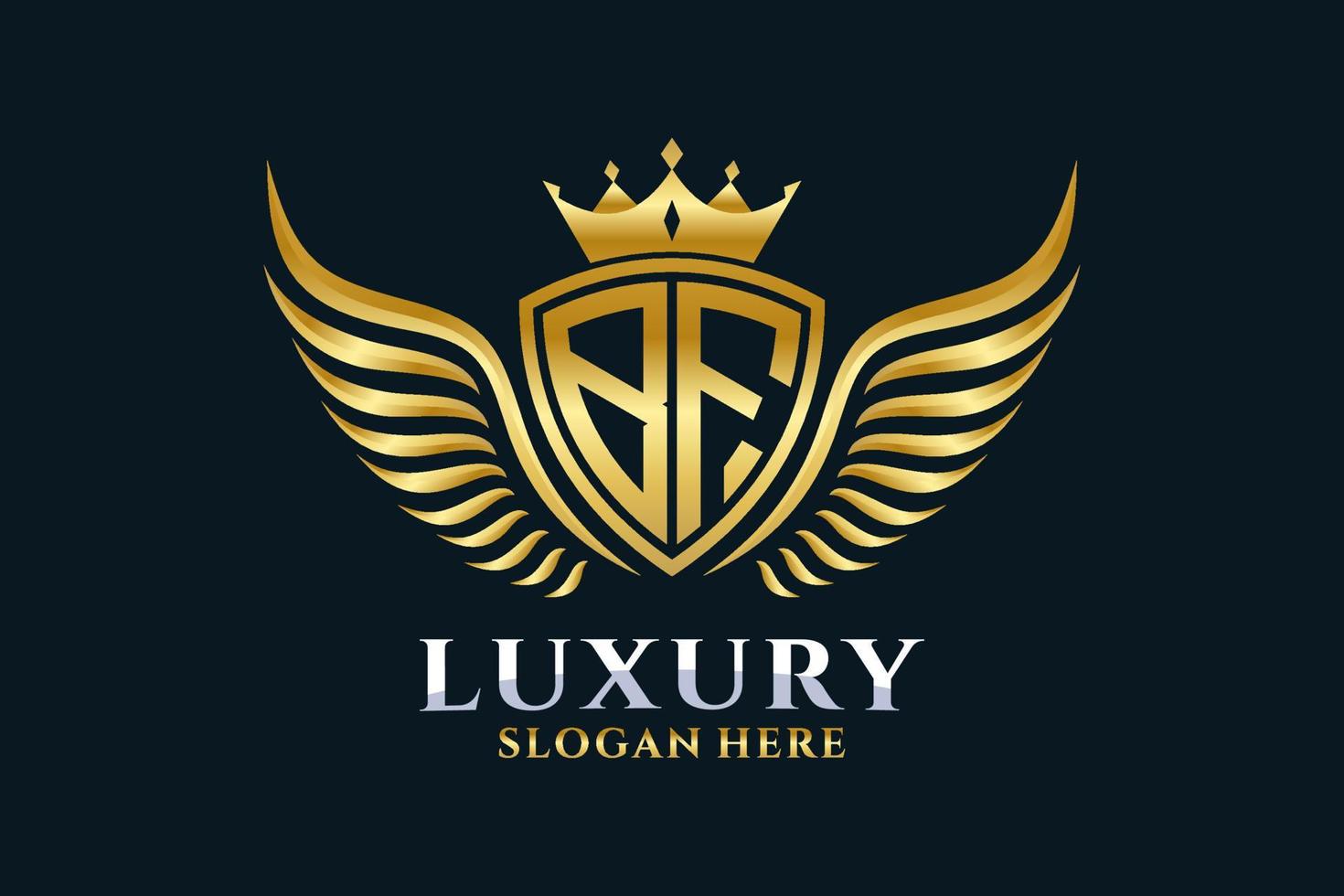 luxe Koninklijk vleugel brief bf kam goud kleur logo vector, zege logo, kam logo, vleugel logo, vector logo sjabloon.