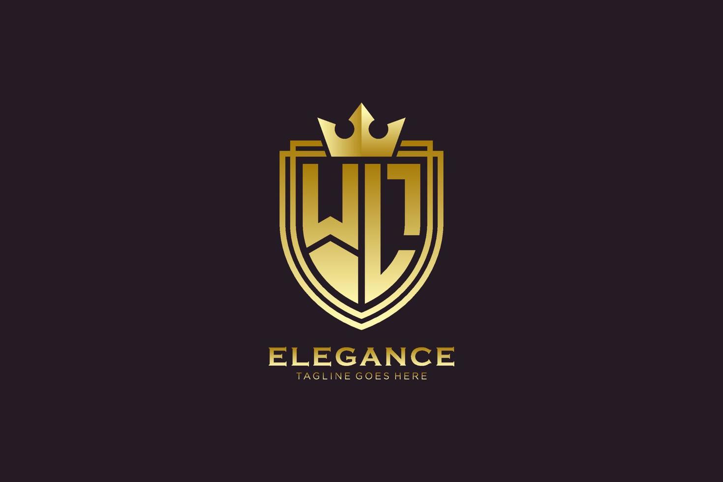 eerste wl elegant luxe monogram logo of insigne sjabloon met scrollt en Koninklijk kroon - perfect voor luxueus branding projecten vector