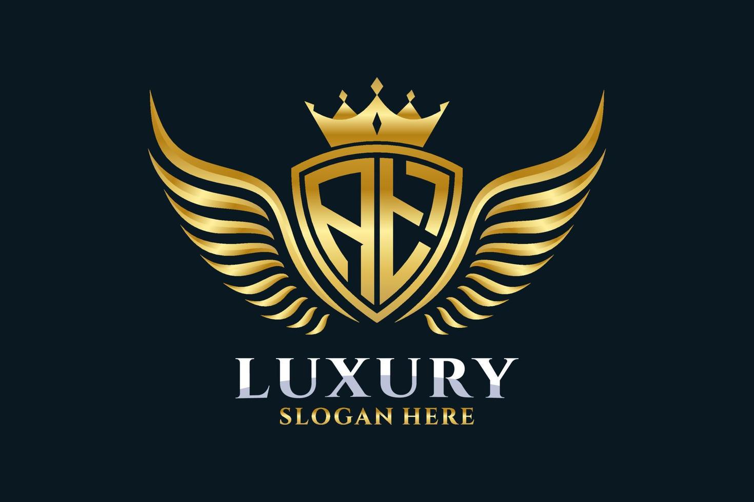 luxe Koninklijk vleugel brief Bij kam goud kleur logo vector, zege logo, kam logo, vleugel logo, vector logo sjabloon.