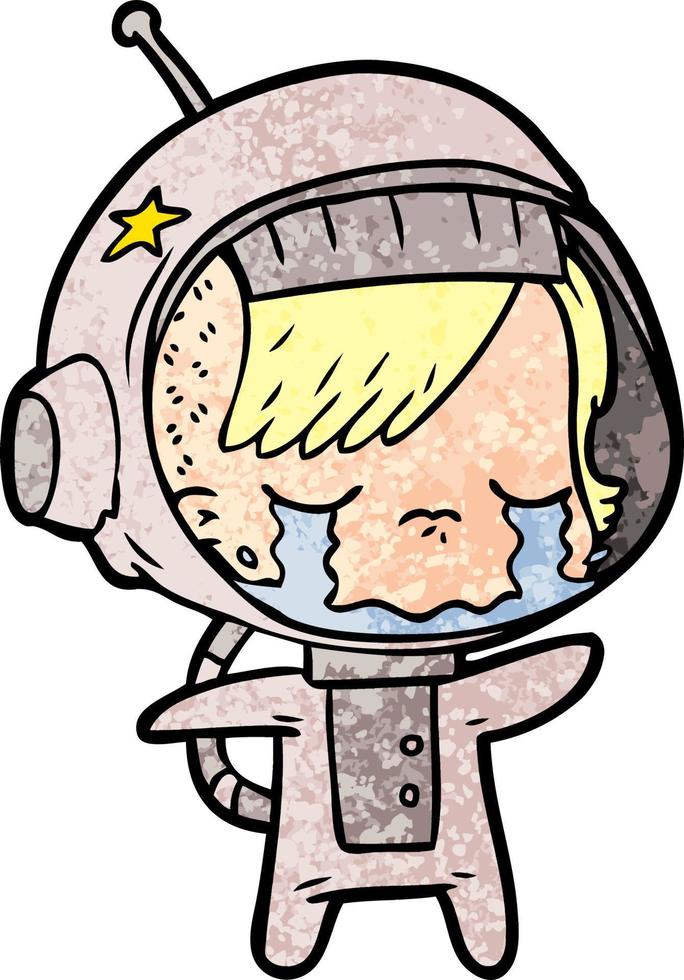 cartoon huilend astronautenmeisje vector