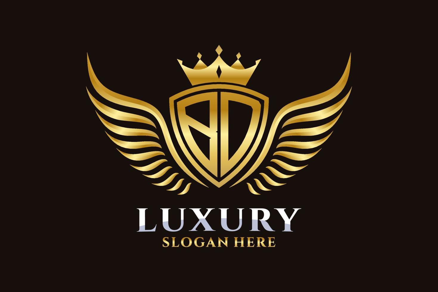 luxe Koninklijk vleugel brief bd kam goud kleur logo vector, zege logo, kam logo, vleugel logo, vector logo sjabloon.