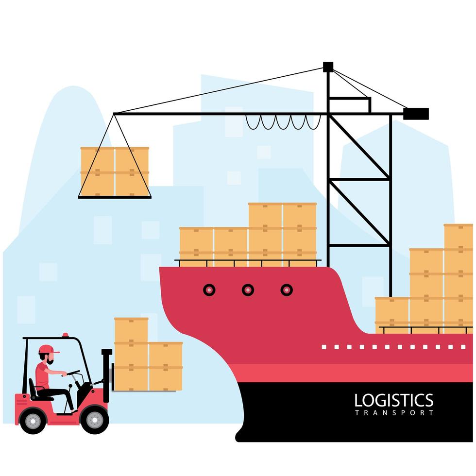 scheepslogistiek en leveringsproces vector