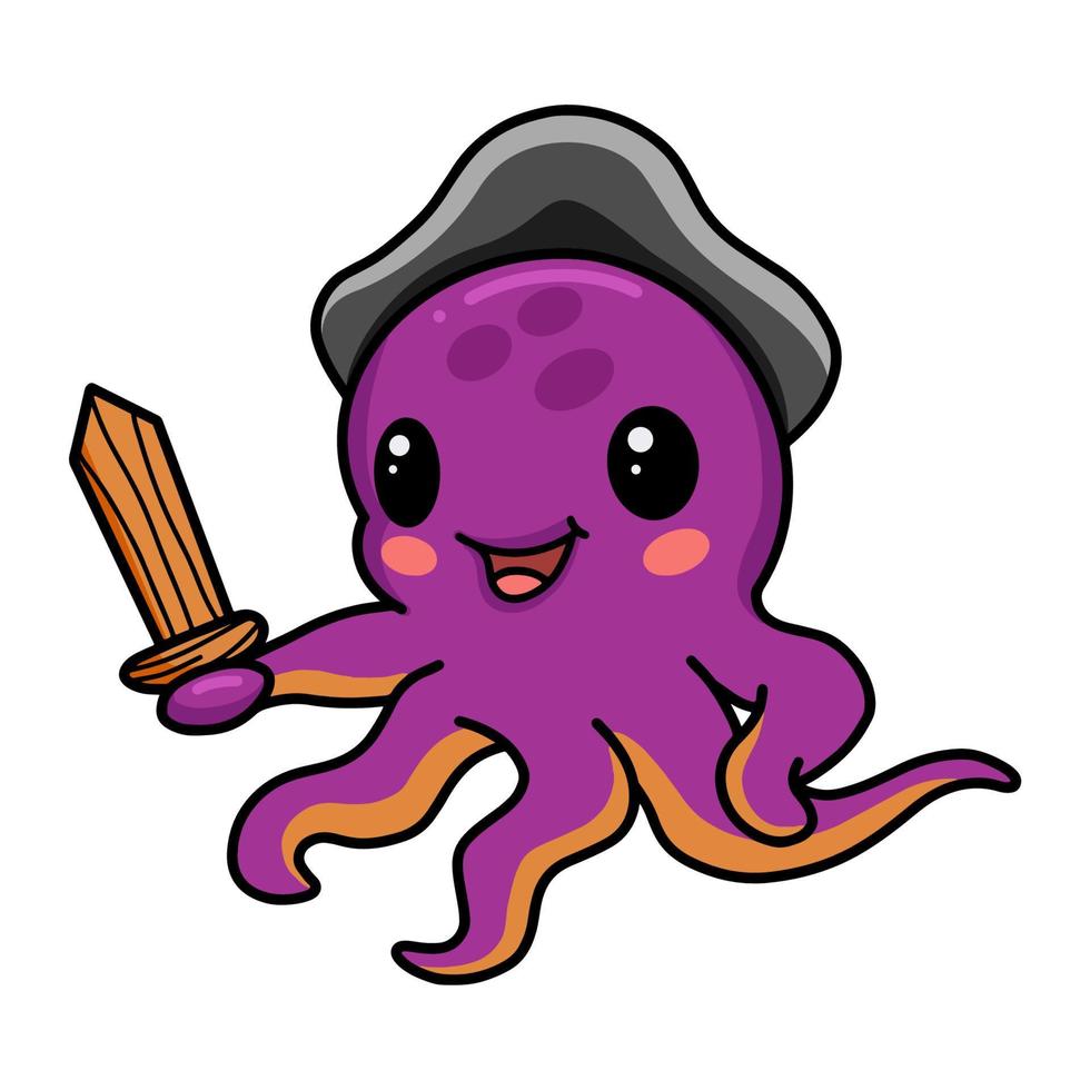 schattig weinig piraat Octopus tekenfilm vector