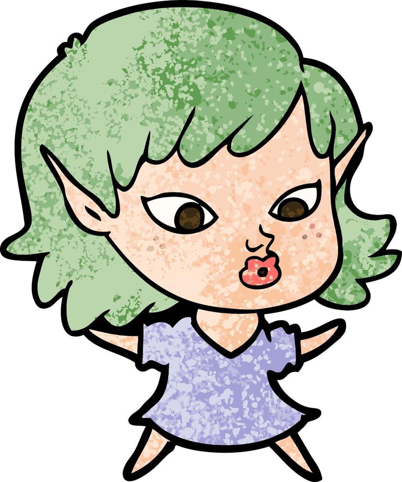 mooie cartoon elf meisje vector