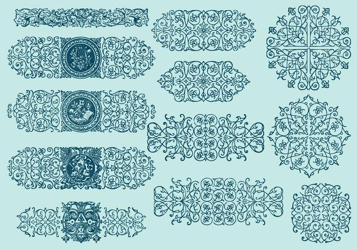 Line scrollwork dividers vector
