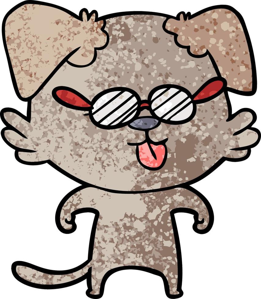tekenfilm bril hond plakken uit tong vector