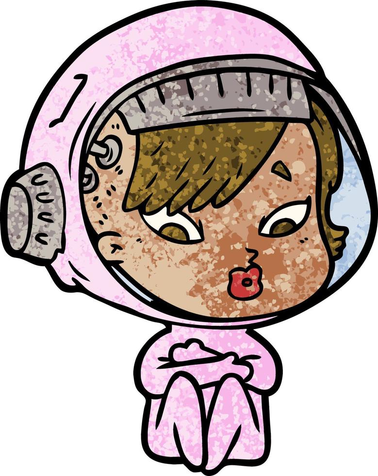 tekenfilm astronaut vrouw vector