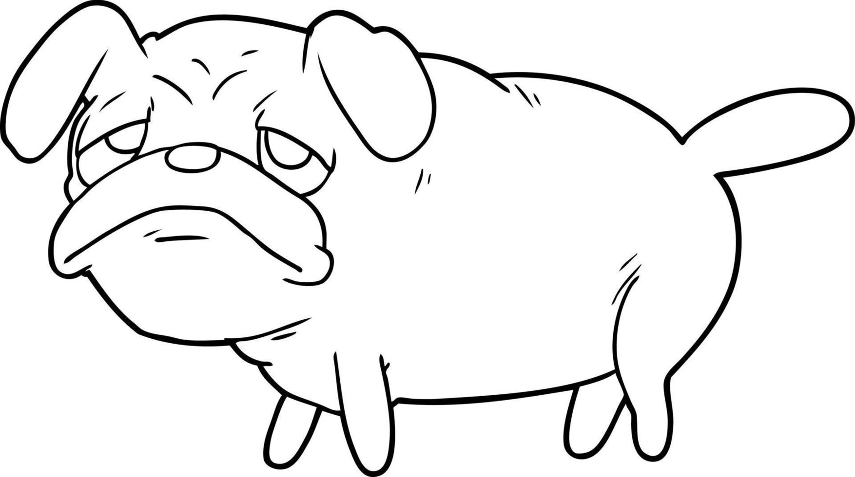 tekenfilm ongelukkig mopshond hond vector