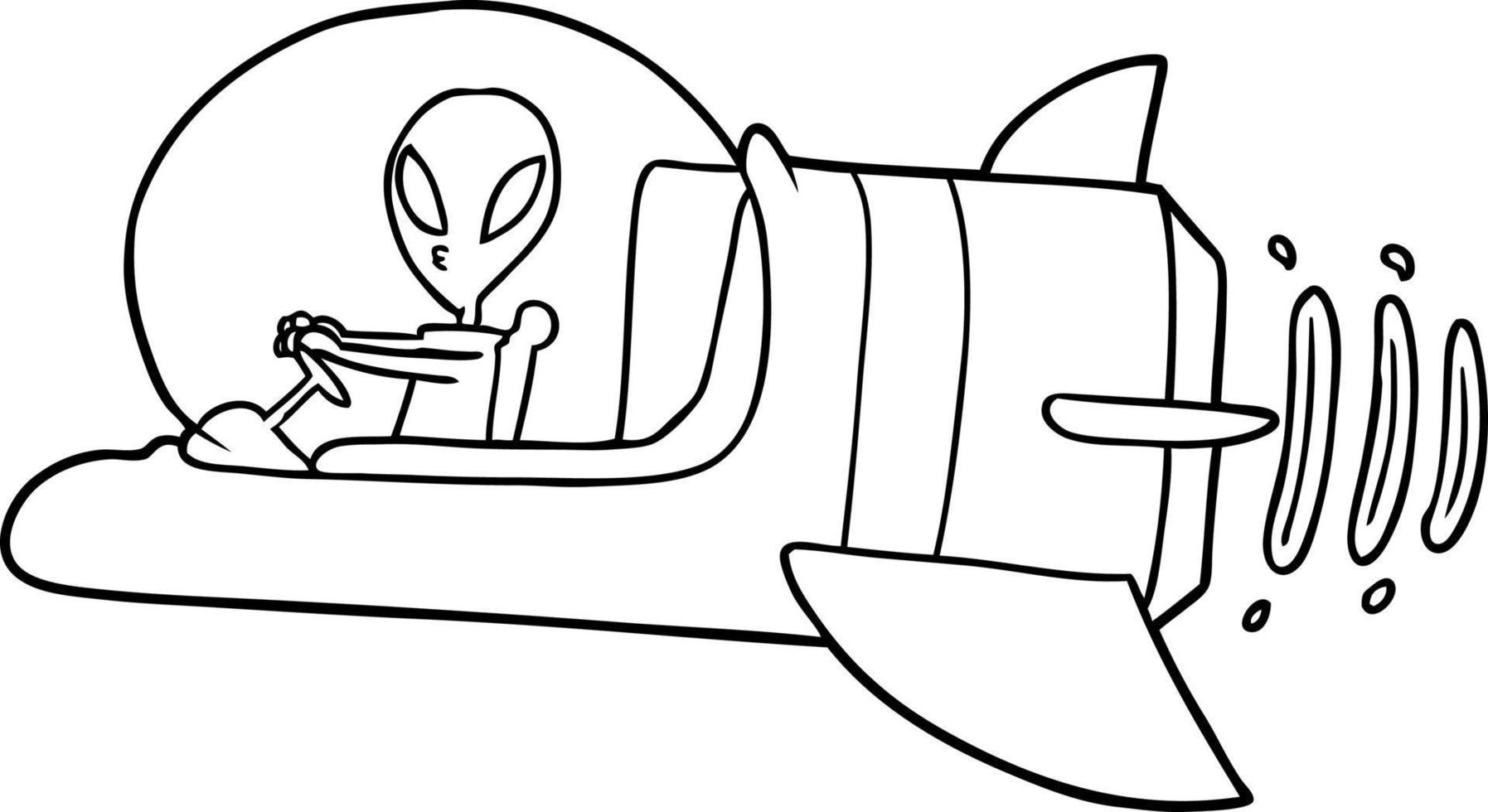 tekenfilm buitenaards wezen ruimtevaartuig vector