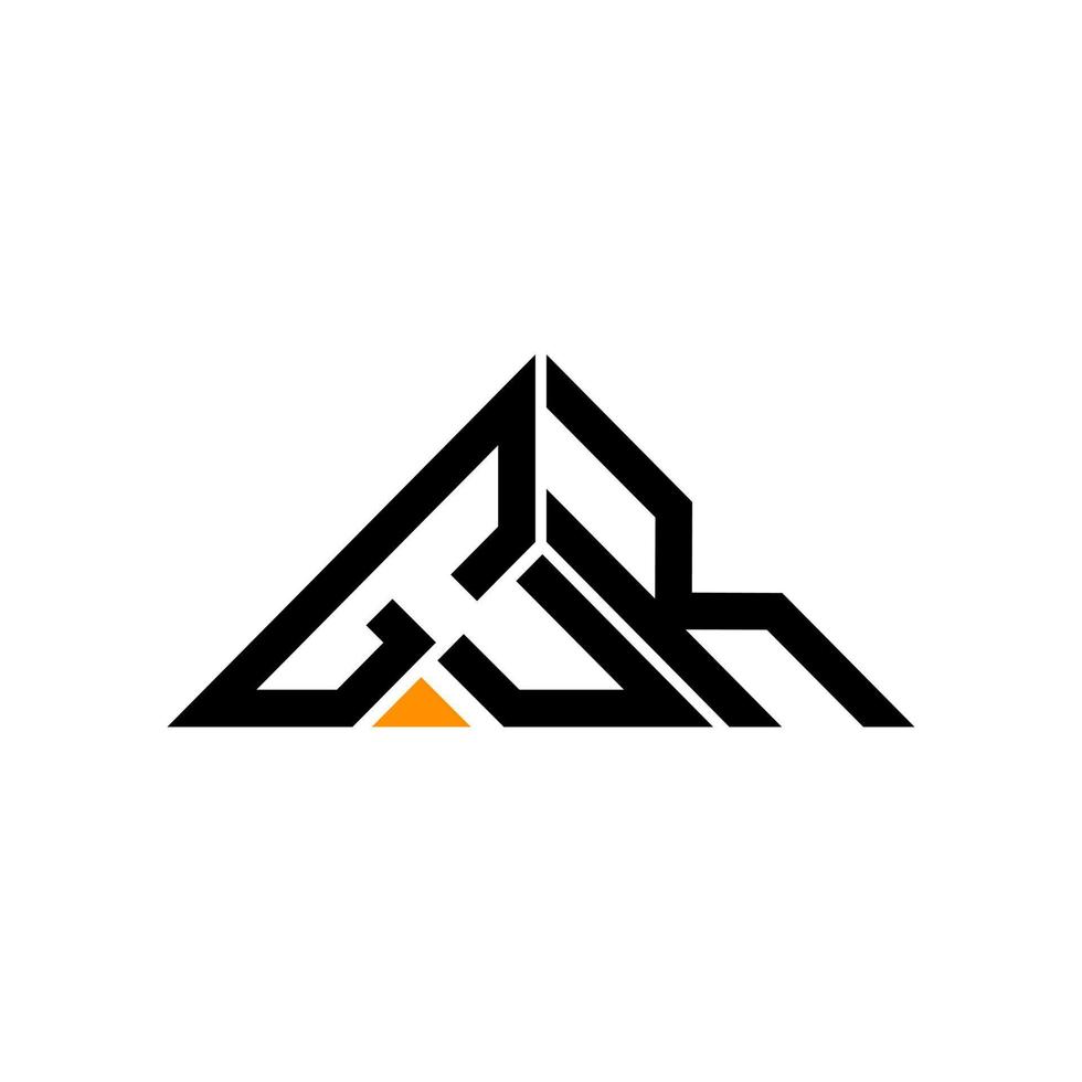 guk brief logo creatief ontwerp met vector grafisch, guk gemakkelijk en modern logo in driehoek vorm geven aan.