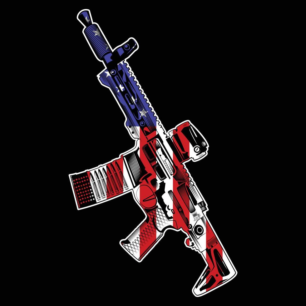 ak47 en Amerikaans vlag vector