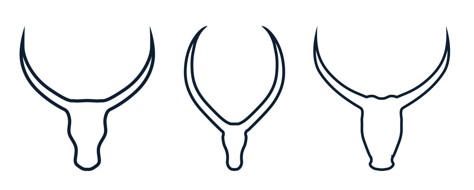stier hoofd logo icoon silhouet met lang toeter lijn kunst vector