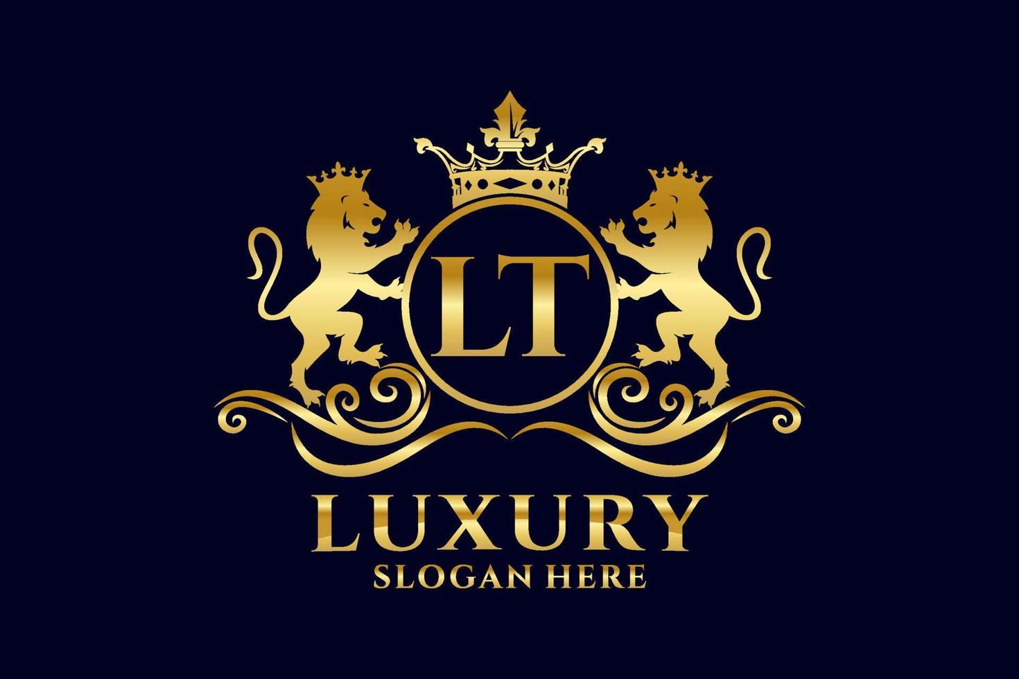 eerste lt brief leeuw Koninklijk luxe logo sjabloon in vector kunst voor luxueus branding projecten en andere vector illustratie.