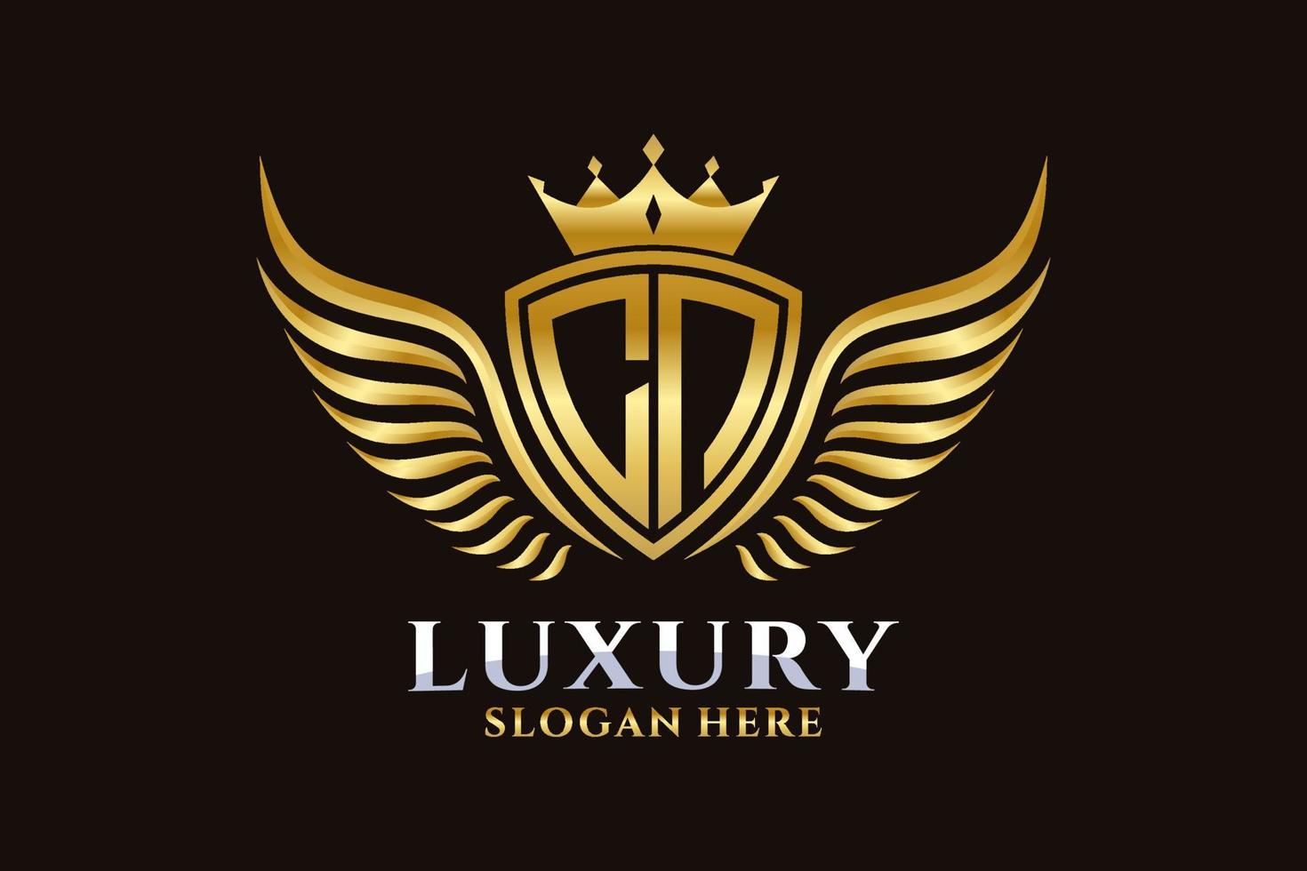 luxe Koninklijk vleugel brief cn kam goud kleur logo vector, zege logo, kam logo, vleugel logo, vector logo sjabloon.