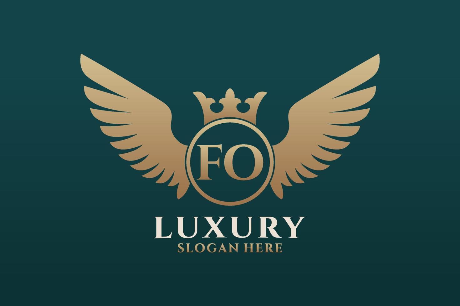 luxe Koninklijk vleugel brief voor kam goud kleur logo vector, zege logo, kam logo, vleugel logo, vector logo sjabloon.