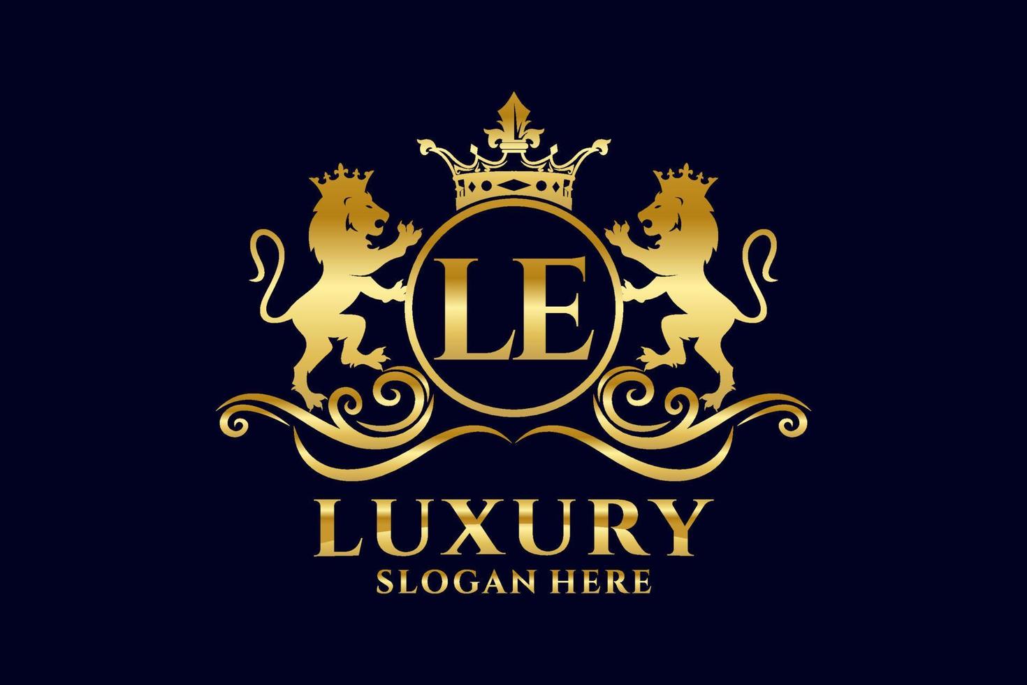 eerste le brief leeuw Koninklijk luxe logo sjabloon in vector kunst voor luxueus branding projecten en andere vector illustratie.