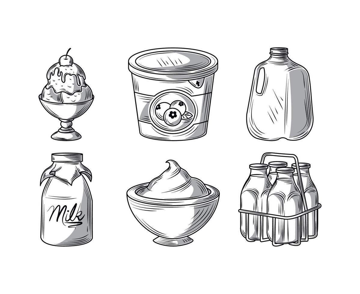 melk producten schetsen vector