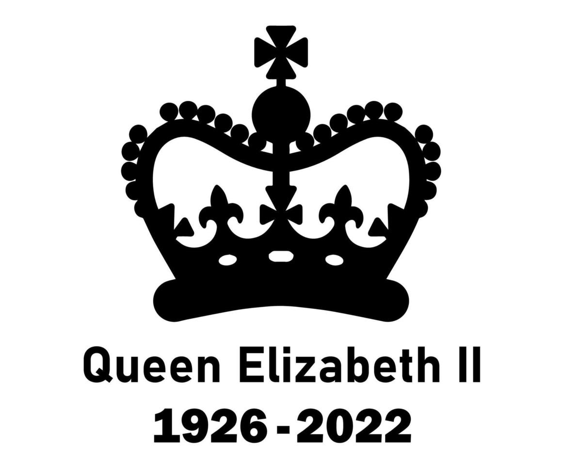 koningin Elizabeth kroon 1926 2022 zwart symbool icoon vector illustratie abstract ontwerp element