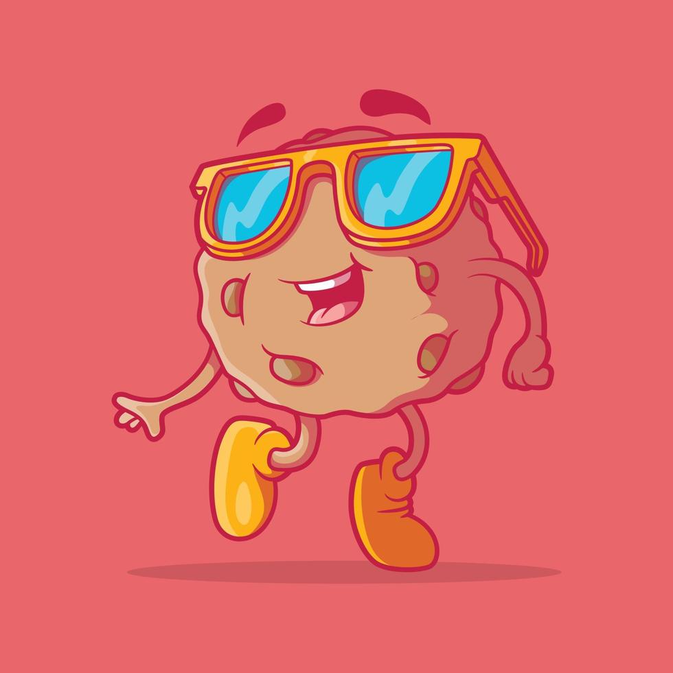 gelukkig en gek koekje dansen vector illustratie. voedsel, mascotte, merk ontwerp concept.