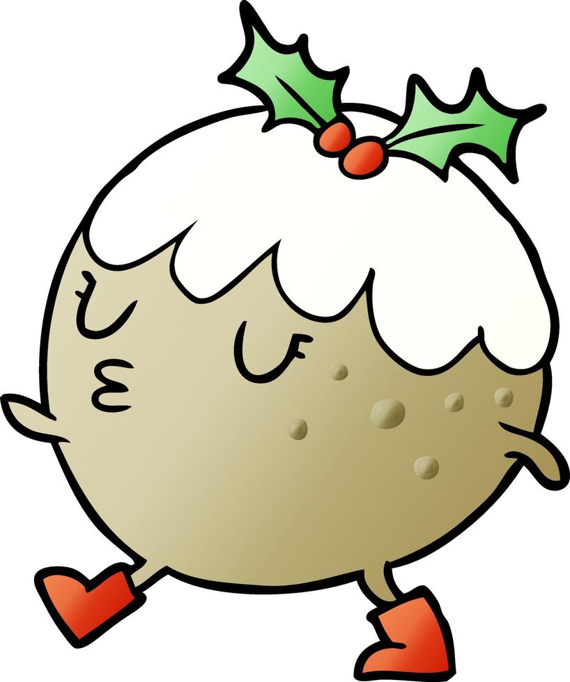 tekenfilm Kerstmis pudding wandelen vector