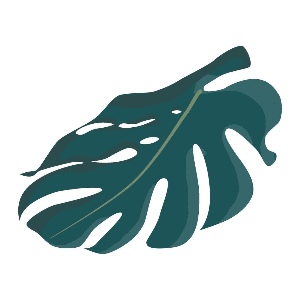 groen monstera blad vlak ontwerp sticker. icoon illustratie geïsoleerd Aan wit achtergrond vector