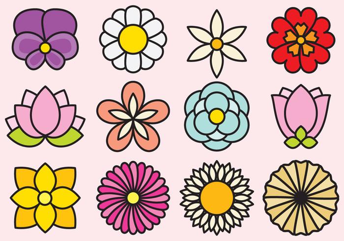 Leuke Bloemen Pictogrammen vector