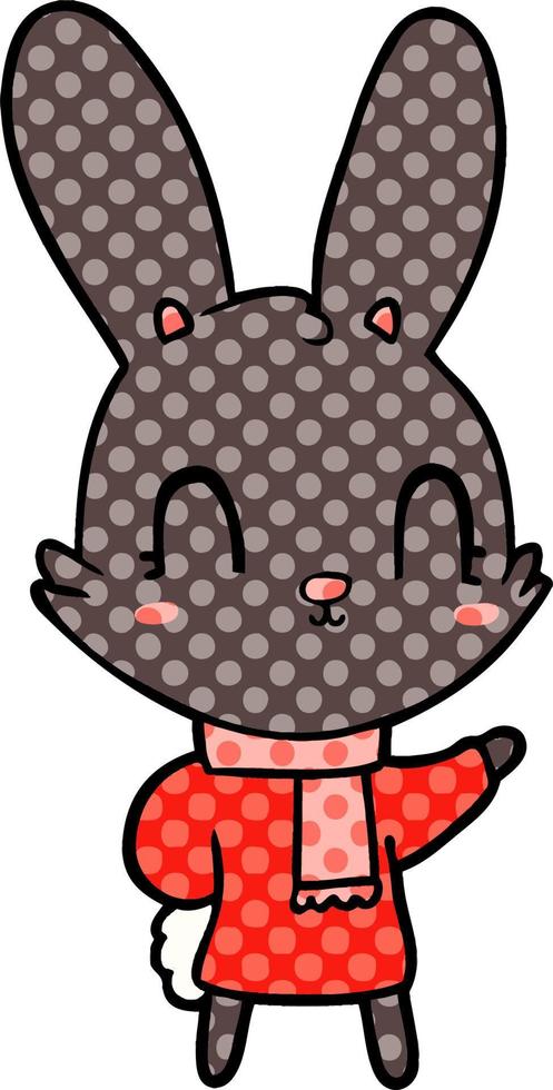 schattig tekenfilm konijn vervelend kleren vector