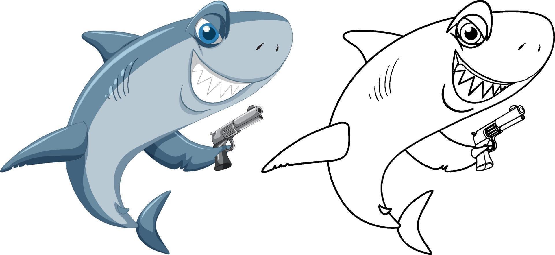 tekening dier karakter voor haai vector