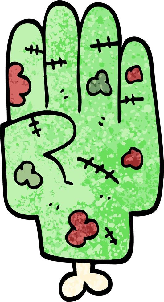 grunge getextureerde illustratie tekenfilm zombie hand- vector