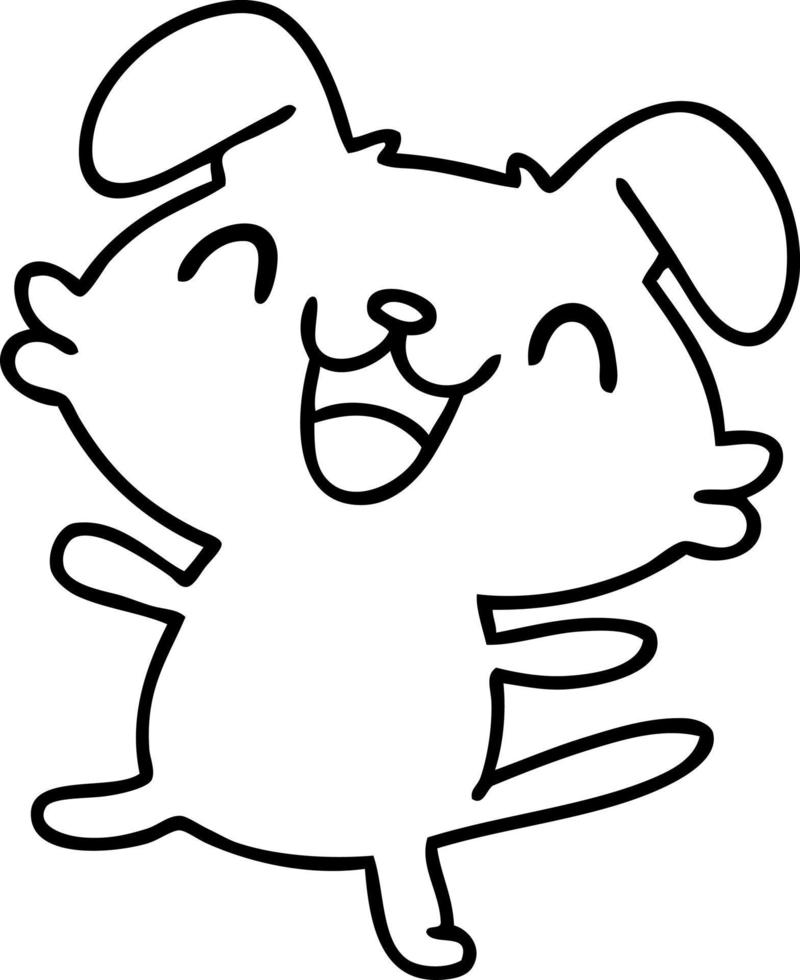 lijn tekening van een gelukkig hond dansen vector